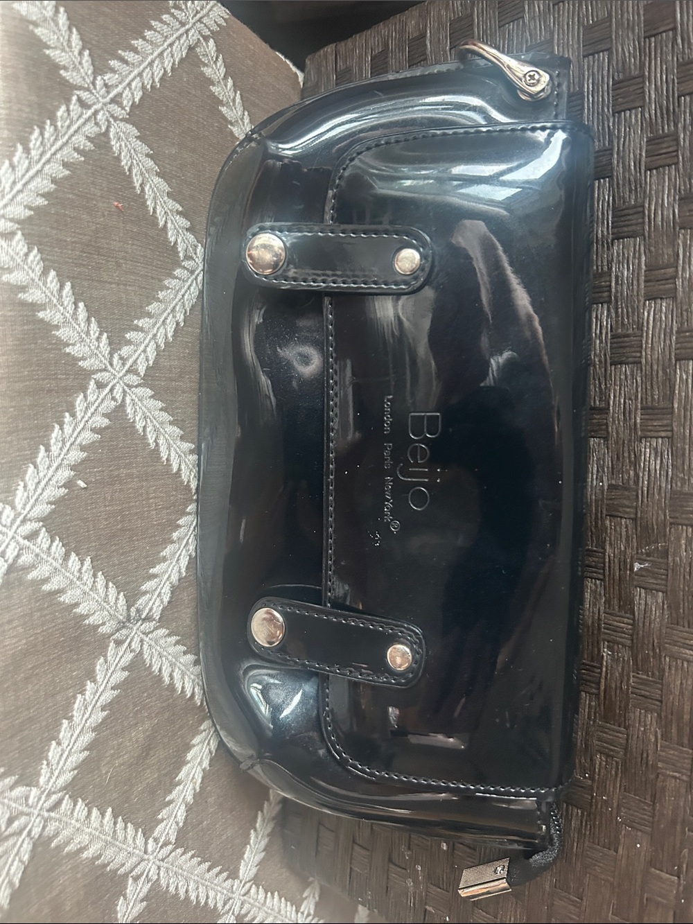 Beijo Black Patent Clutch / Small Purse – 3-Way Closure